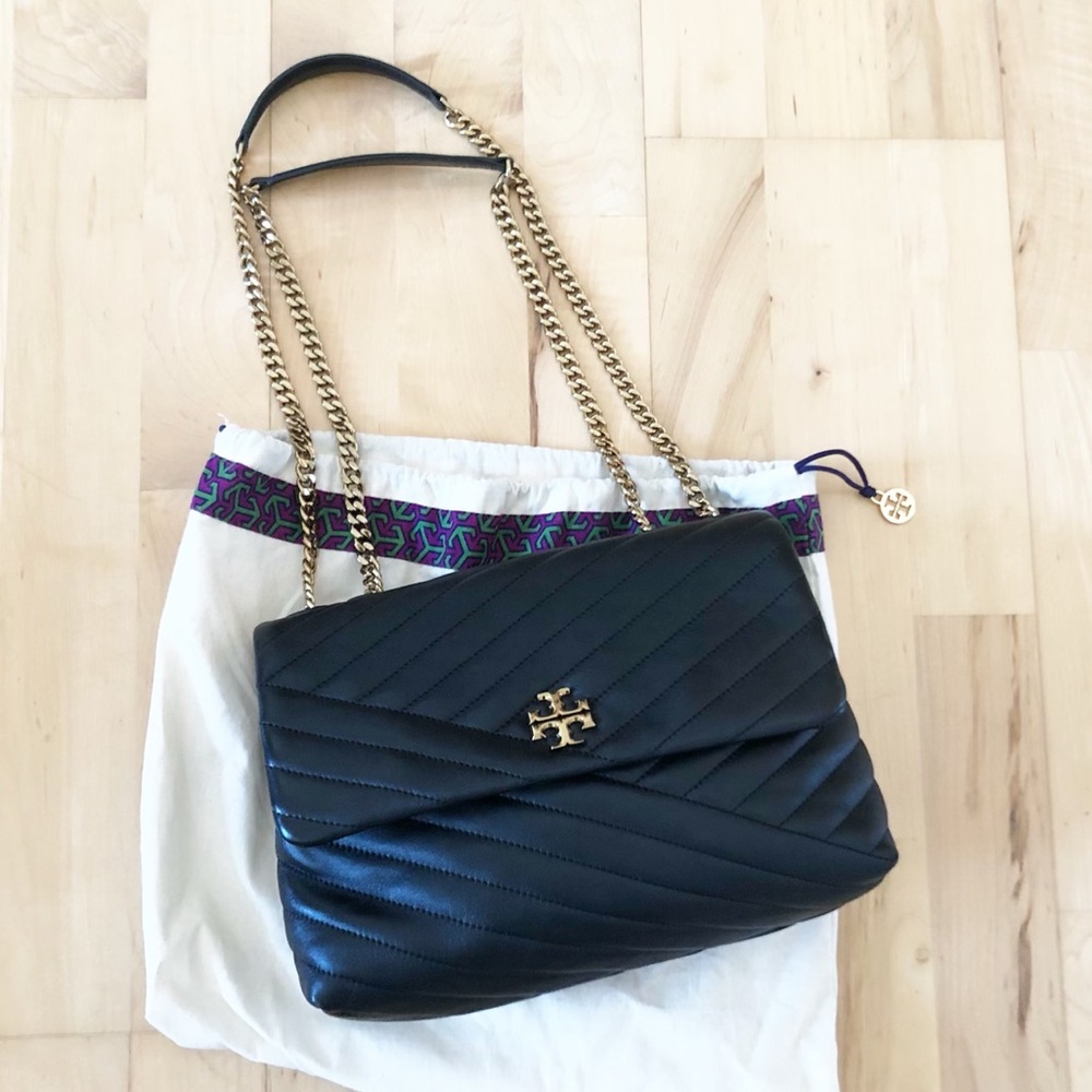 USED ONCE TORY BURCH KIRA QUILTED CHEVRON BLACK BAG